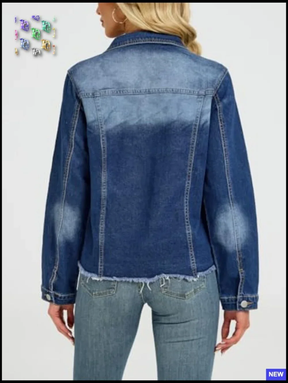 Distressed Frayed Hem Denim Jacket Cropped Button Up Shacket Trendy